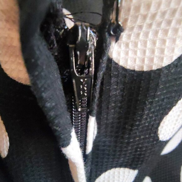 Vintage Y2K 80s 90s Black & White Polka Dot Off-Shoulder Dress with Rached Detai - Picture 11 of 16